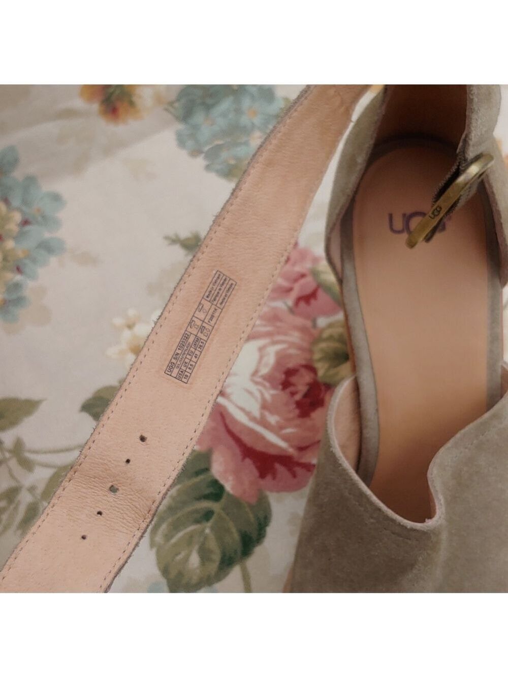 UGG Aja Olive Green Suede Leather Ankle Strap Sandals with Block Heel size 10 - Picture 8 of 17